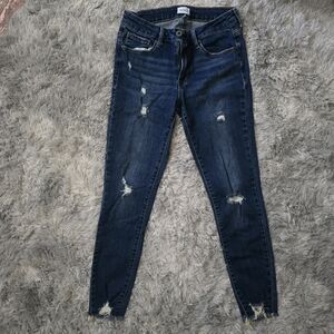 Special A Distressed Blue Skinny Jeans with Raw Hem